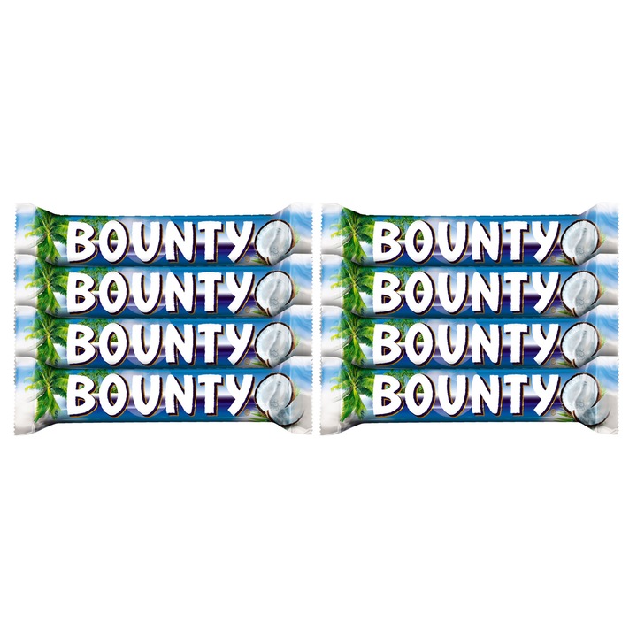 Baton cu cocos invelit in ciocolata cu lapte Bounty, 8x57g, 456g