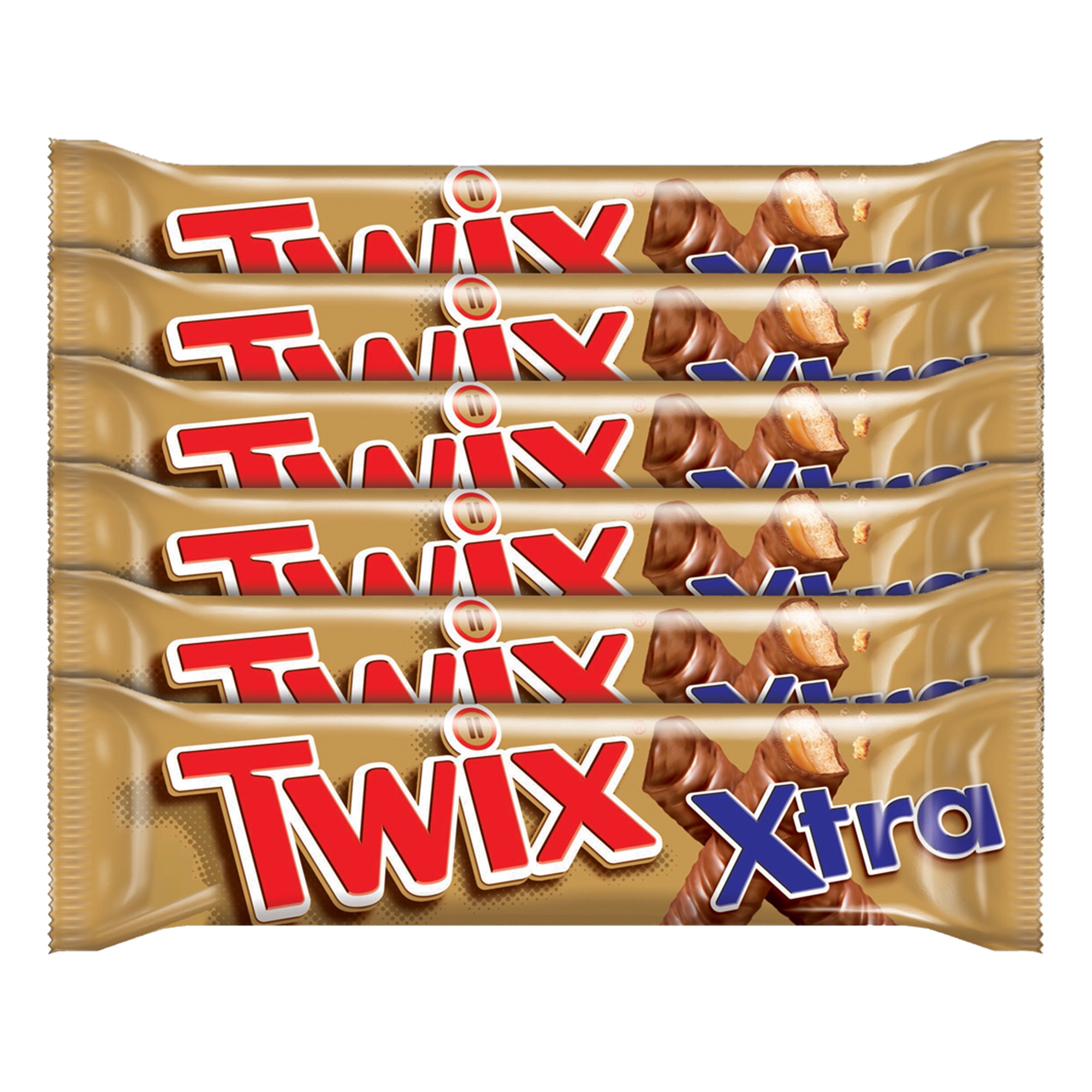 Baton de biscuit si caramel invelit in ciocolata cu lapte Twix Xtra, 6x75g, 450g