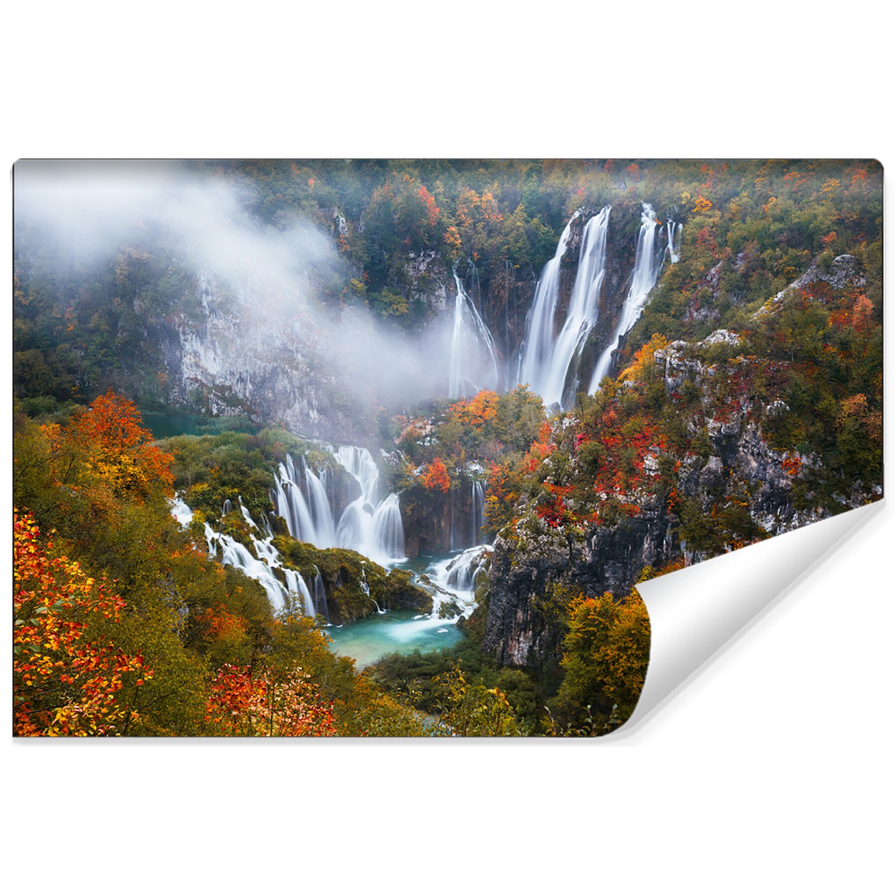 Fototapet Cascada de Toamna pentru Living 368cm x 254cm Copaci colorati,  Natura, Peisaj, Decorativ 