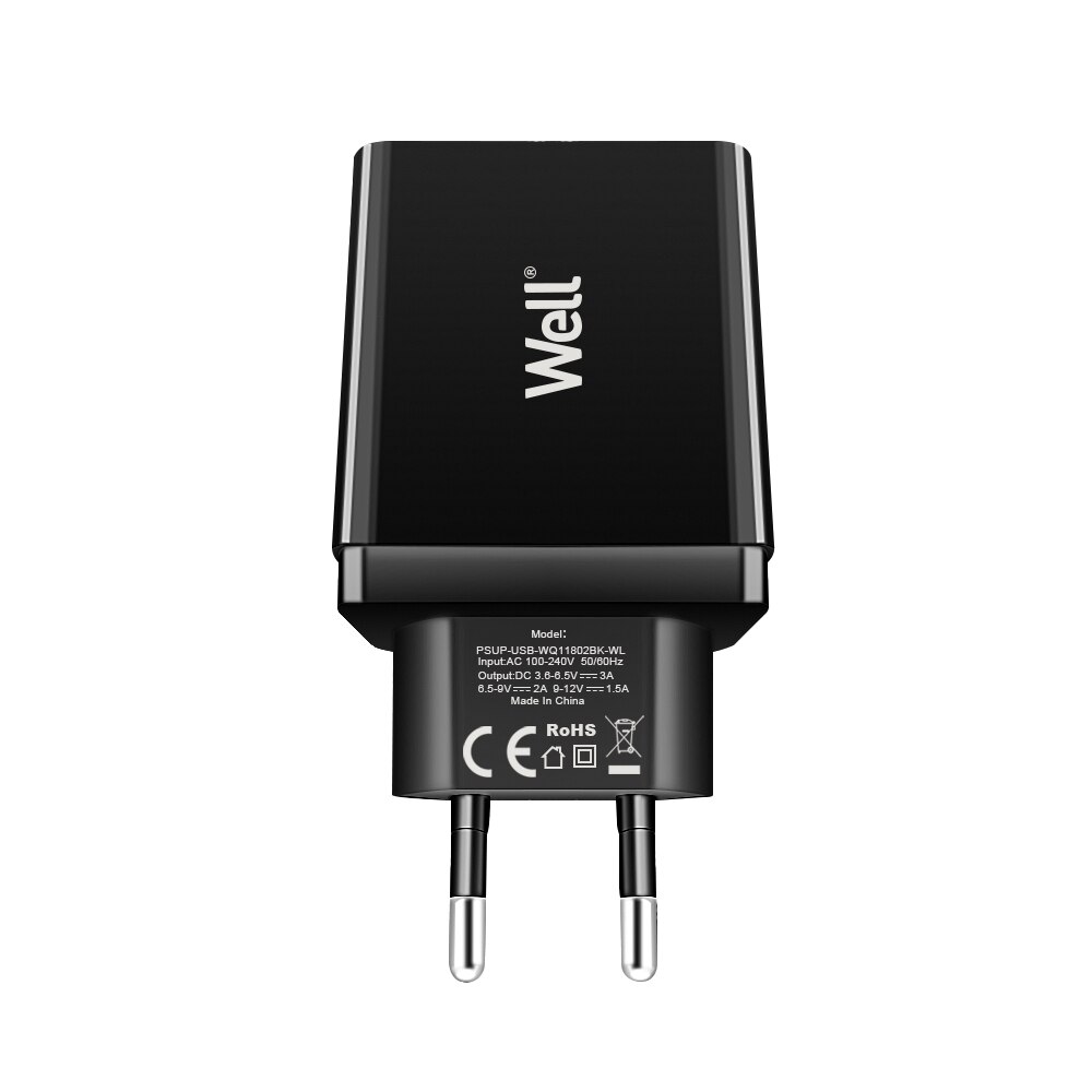 Alimentator USB Well, compatibil cu QuickCharge 3.0, putere 18W, 1 iesire, rezistent la foc