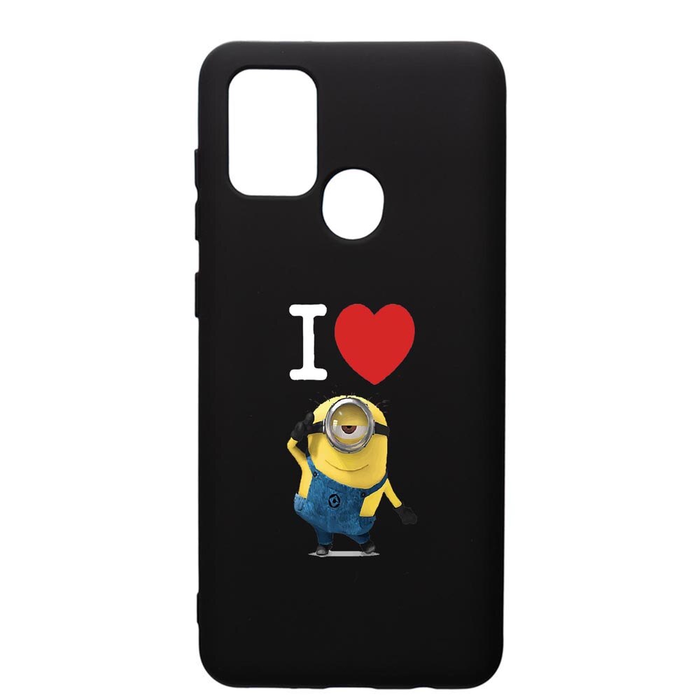Husa de protectie Samsung Galaxy A21, I Love Minion, silicon, cu interiorul din material textil, protectie camera, PB216