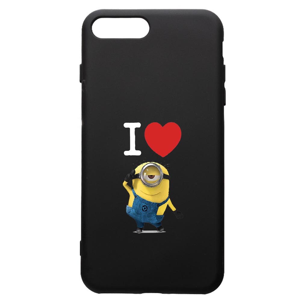 Husa de protectie Apple iPhone 8 Plus / iPhone 7 Plus, I Love Minion, silicon, cu interiorul din material textil, protectie camera, PB216