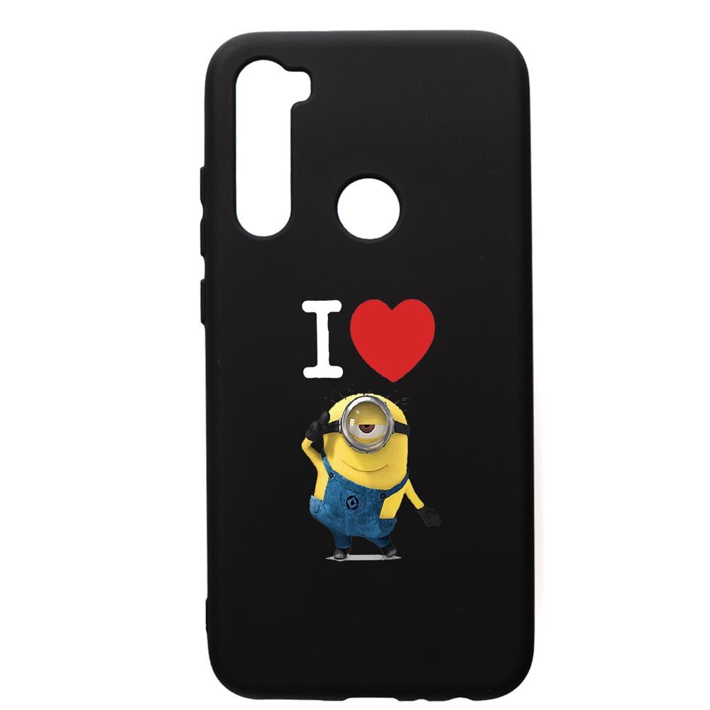 Husa de protectie Xiaomi Redmi Note 8, I Love Minion, silicon, cu interiorul din material textil, protectie camera, PB216