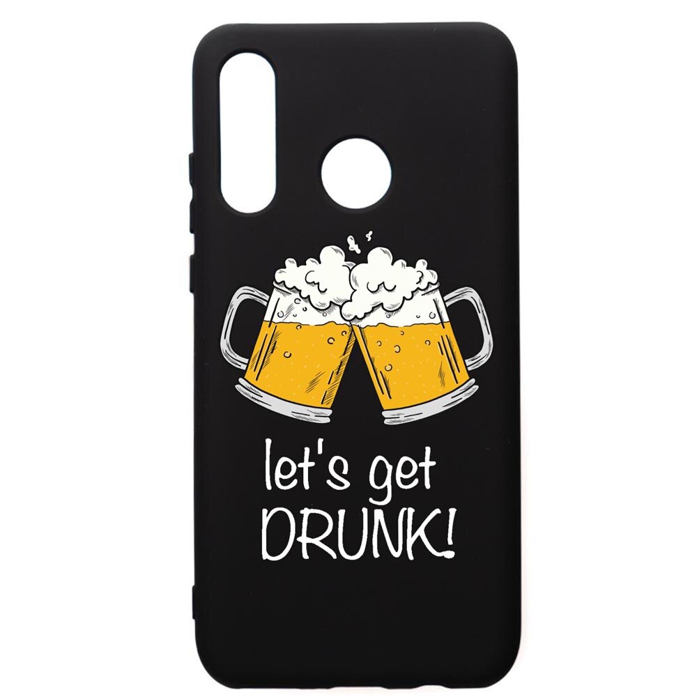 Husa de protectie Huawei P30 Lite, Lets Get Drunk, silicon, cu interiorul din material textil, protectie camera, PB170
