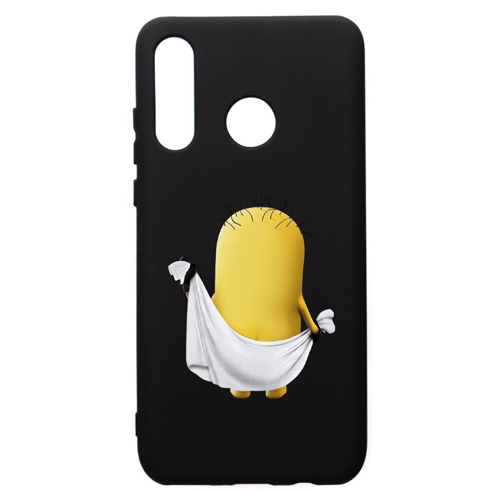 Husa de protectie Huawei P30 Lite, Cartoon, Minion, silicon, cu interiorul din material textil, protectie camera, PB219