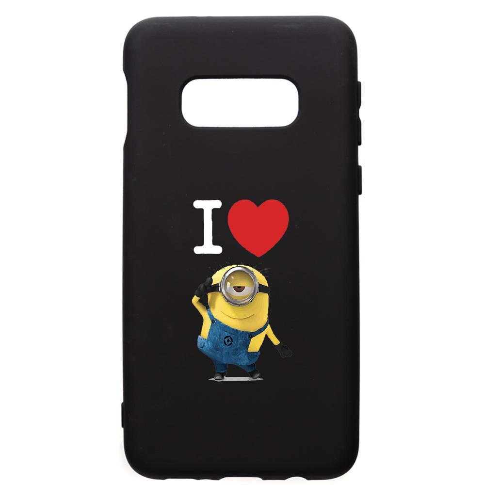 Husa de protectie Samsung Galaxy S10E, I Love Minion, silicon, cu interiorul din material textil, protectie camera, PB216