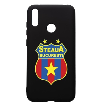 Husa de protectie Huawei Y7 2019, Football, Steaua, silicon, cu interiorul din material textil, protectie camera, PB230 Husa de protectie Huawei Y7 2019, Football, Steaua, silicon, cu interiorul din material textil, protectie camera, PB230