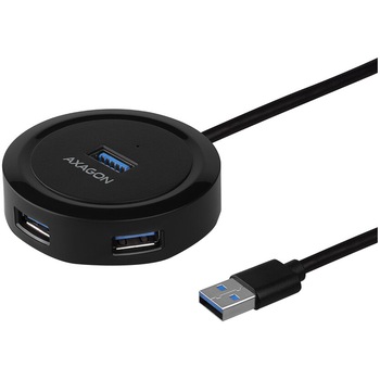 HUB USB Rotund, 4x USB3.2 Gen 1, AXAGON HUE-P1A, alimentare Micro USB, cablu USB-A 30 cm HUB USB Rotund, 4x USB3.2 Gen 1, AXAGON HUE-P1A, alimentare Micro USB, cablu USB-A 30 cm