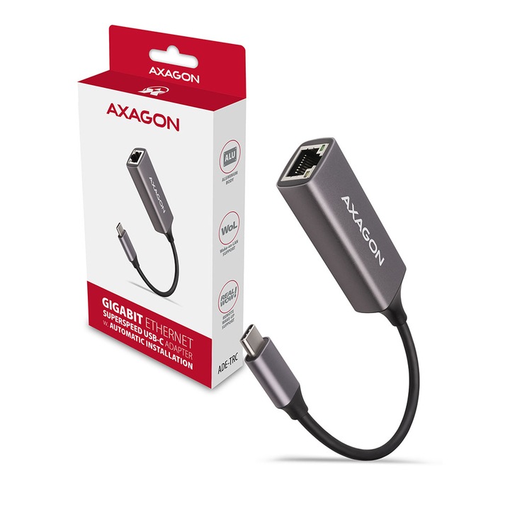 Адаптер AXAGON ADE-TRC, USB 3.2 Gen 1 tip USB-C - Gigabit Ethernet