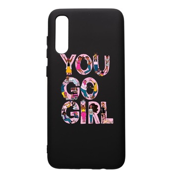 Husa de protectie Samsung Galaxy A70, Girl Power, silicon, cu interiorul din material textil, protectie camera, PB250 Husa de protectie Samsung Galaxy A70, Girl Power, silicon, cu interiorul din material textil, protectie camera, PB250