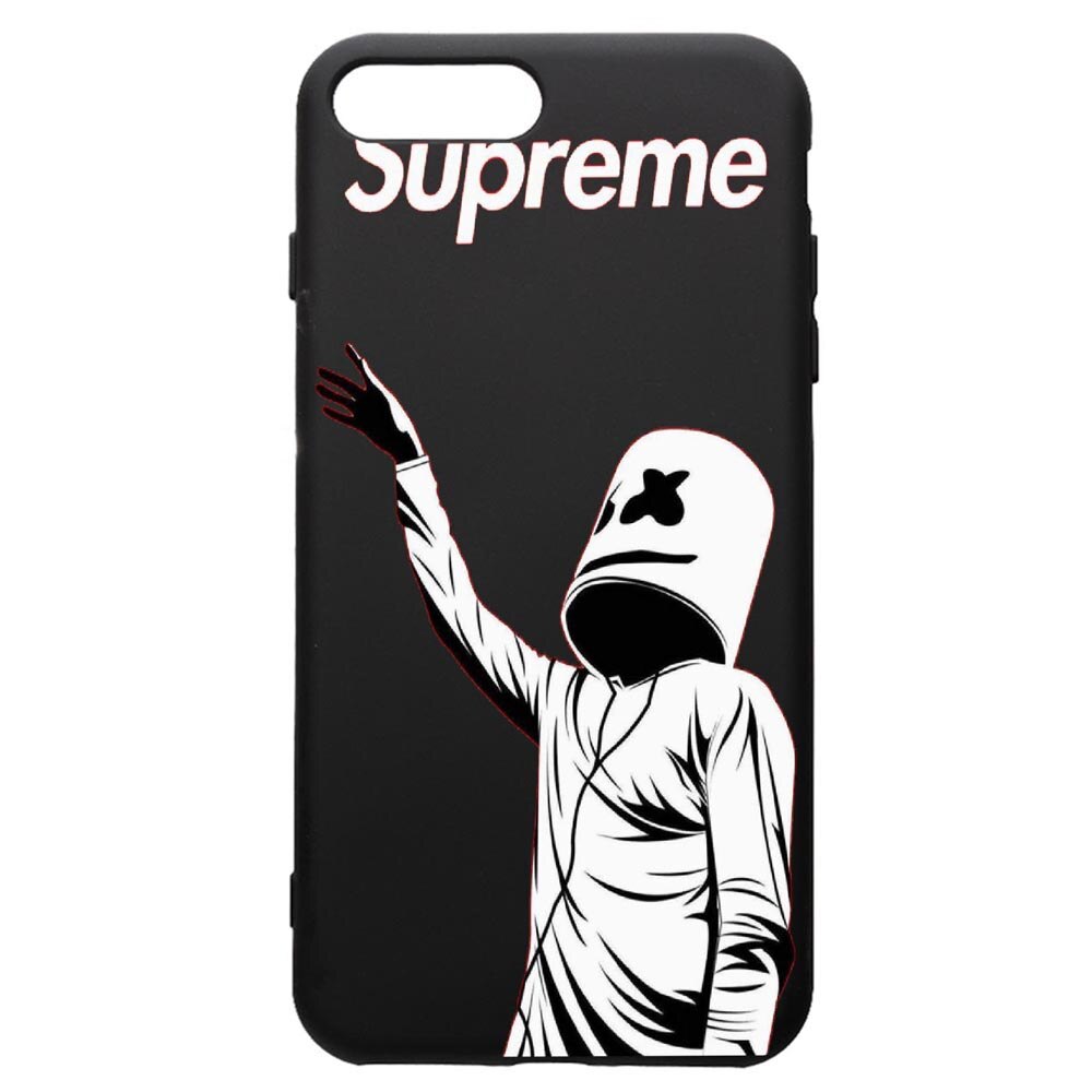 Husa de protectie Apple iPhone 8 Plus / iPhone 7 Plus, Supreme, Marshmello, silicon, cu interiorul din material textil, protectie camera, PB255