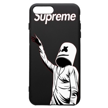 Husa de protectie Apple iPhone 8 Plus / iPhone 7 Plus, Supreme, Marshmello, silicon, cu interiorul din material textil, protectie camera, PB255 Husa de protectie Apple iPhone 8 Plus / iPhone 7 Plus, Supreme, Marshmello, silicon, cu interiorul din material textil, protectie camera, PB255