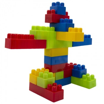 Set cuburi de construit, 60 piese, 56 mm , Multicolor , 3 ani + Set cuburi de construit, 60 piese, 56 mm , Multicolor , 3 ani +