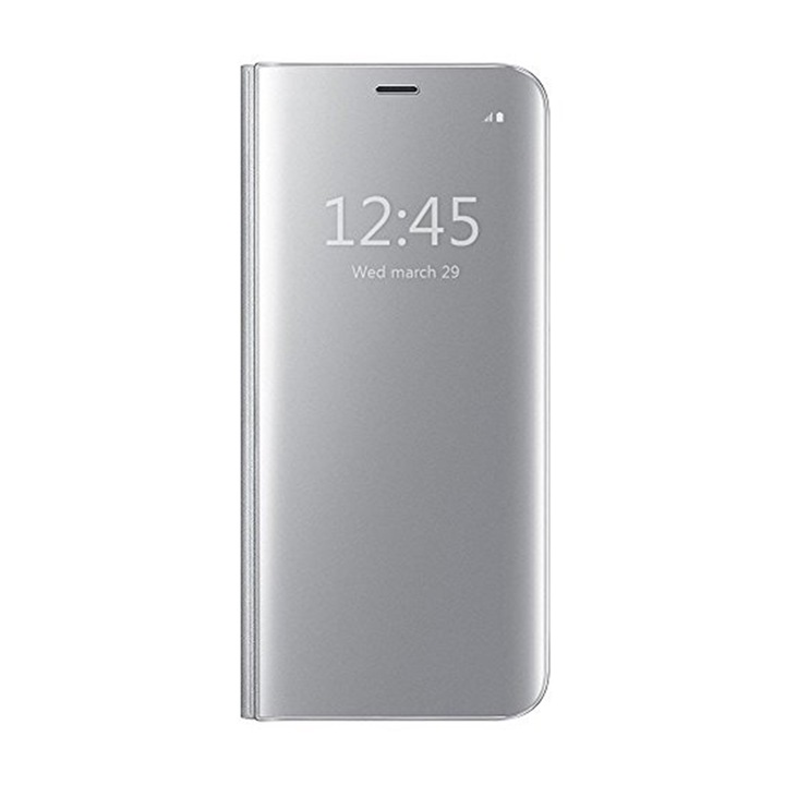 Optim Premium Mirror Extra Protection book cover за Motorola Moto G8 Power Lite, Standing Cover, Silver