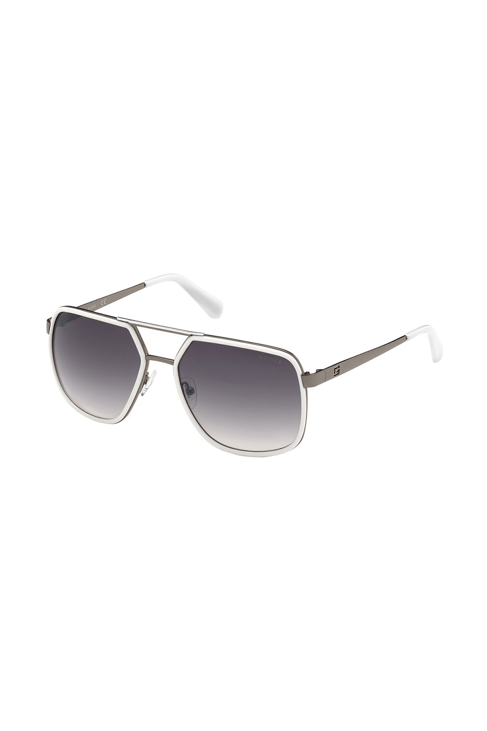 Guess, Ochelari de soare patrati cu lentile in degrade, Alb/Grej, 58-17-145 Standard