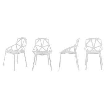 Set 4 scaune forme geometrice, Zola, desing unic si modern, alb, din platic dur, pentru bucatarie sau sufragerie Set 4 scaune forme geometrice, Zola, desing unic si modern, alb, din platic dur, pentru bucatarie sau sufragerie