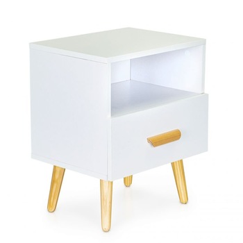 Noptiera moderna, alba, PAL, cu sertar, 40X30X49 cm Noptiera moderna, alba, PAL, cu sertar, 40X30X49 cm