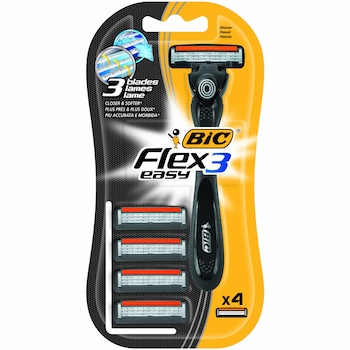 Aparat de Ras Hybrid pentru barbati BIC Flex 3, 3 lame, pachet standard, 4 bucati Aparat de Ras Hybrid pentru barbati BIC Flex 3, 3 lame, pachet standard, 4 bucati