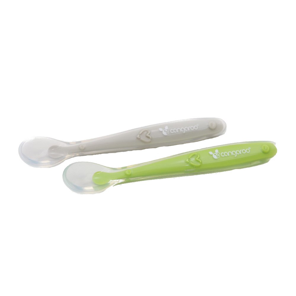 Set 2 lingurite din silicon moale Cangaroo gri/verde