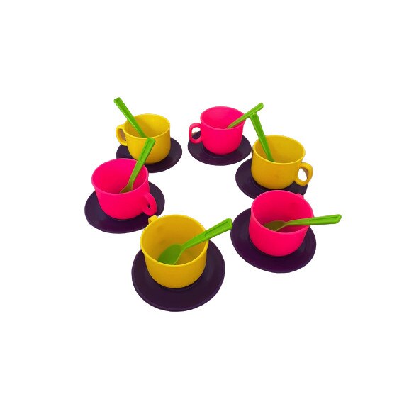 Set ceai Huby Toys cu cani si farfurii, 18 piese