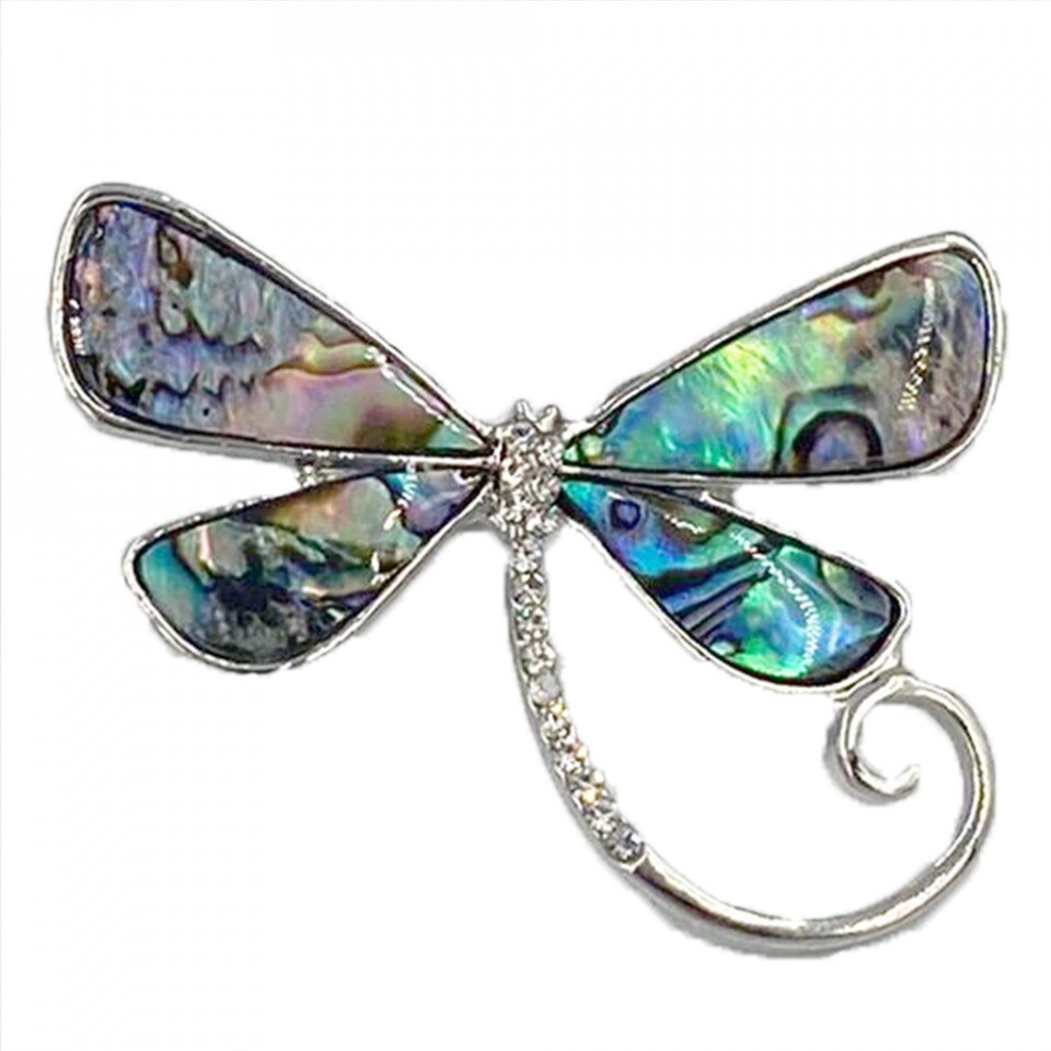 Brosa libelula Paua Shell VP914 argintiu