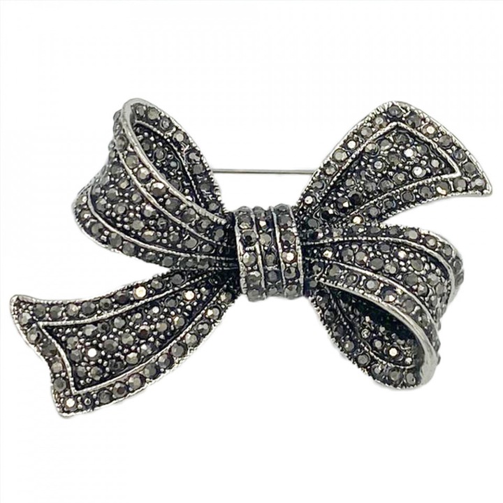 Brosa vintage fundita cu marcasite VP912 argintie