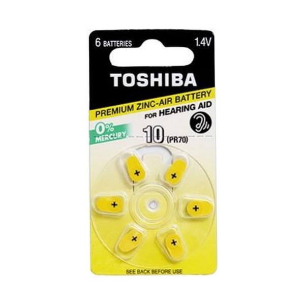Baterii Toshiba 10 / PR70 Zinc Air 1.4V, pentru Aparate Auditive, 6 buc