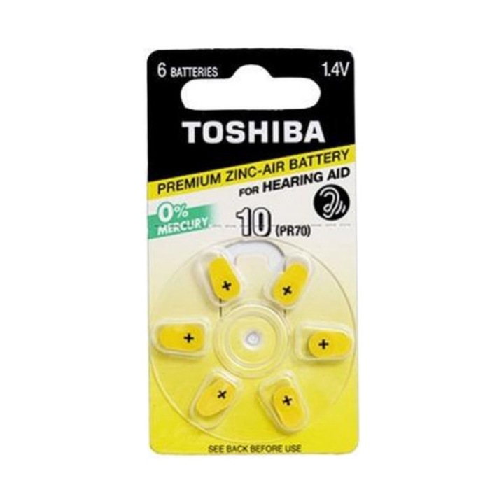 Elemek Toshiba 10 / PR70 Zinc Air 1.4V, hallókészülékekhez, 6 db