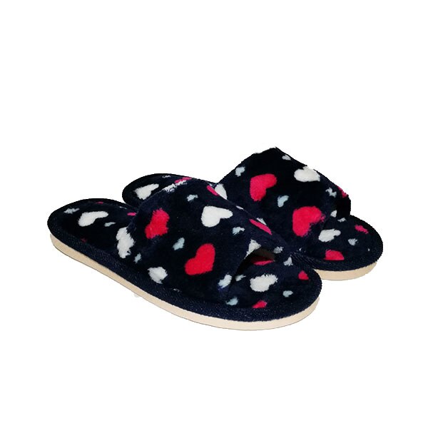 Papuci casa dama Trendd Hearts, Bleumarin