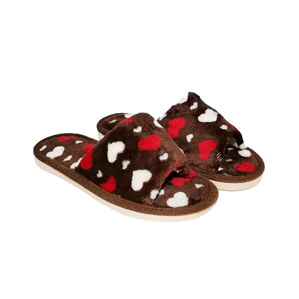Papuci casa dama Trendd Hearts, Maro