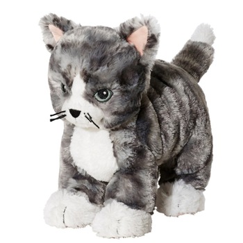 Jucarie de plus in forma de felina, pisica moale si catifelata, lavabila la masina de spalat, gri cu alb, lungime 25 cm Jucarie de plus in forma de felina, pisica moale si catifelata, lavabila la masina de spalat, gri cu alb, lungime 25 cm