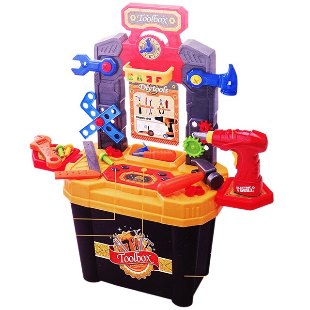 Banc de Lucru de Jucarie pentru Copii cu Unelte Salamandra Kids, Scule si Accesorii, 55x20x61 cm