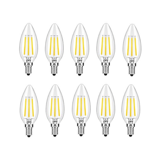 Set 10 becuri LED Avide Filament, E14, 4W (41W), 480 lm, A++, lumina neutra(4000K)