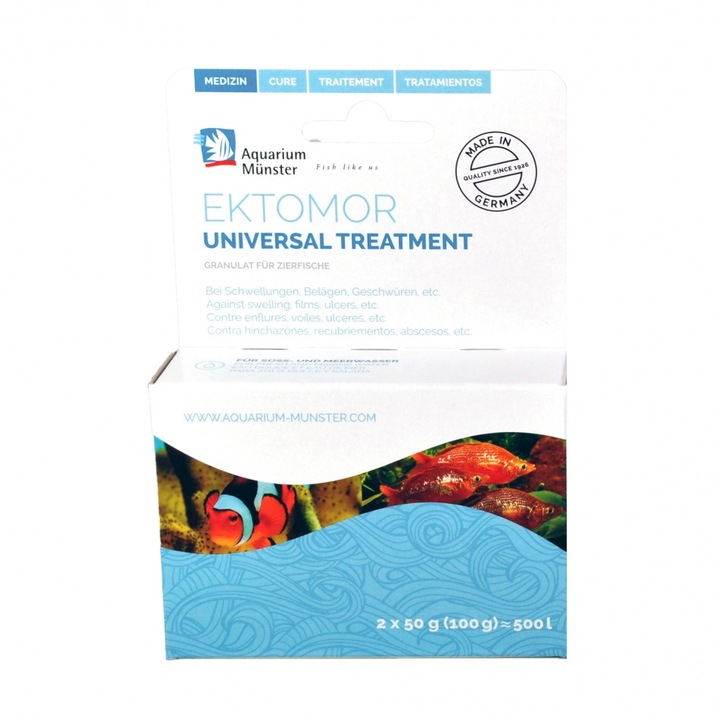 Tratament pesti acvariu - Aquarium Munster EKTOMOR 2 x 50 g pentru 500 l Fresh/Marin