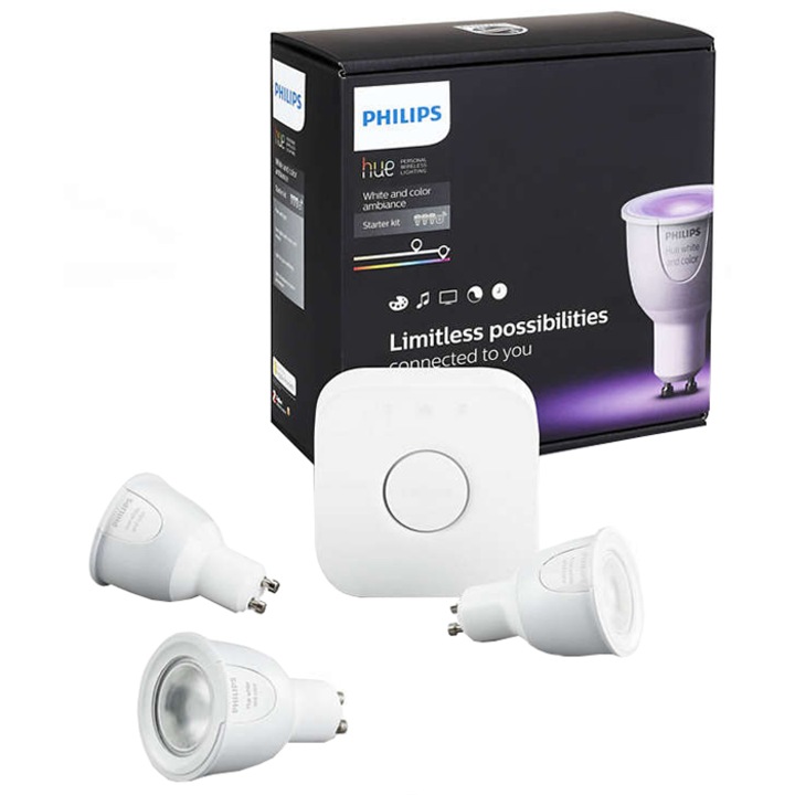 Philips HUE White & Color Ambience GU10 Spot hangulatfény kezdőcsomag, 6.5W