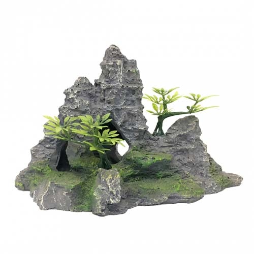 Decor pentru acvariu, High Rock 3, Ebi, 20x9.5x11.5 cm, Gri/Verde