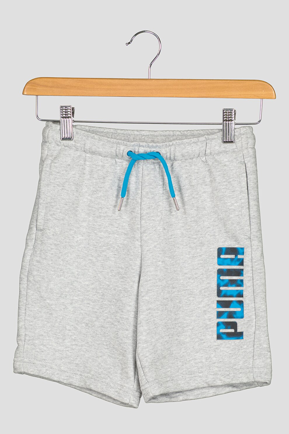 Puma, Pantaloni scurti cu snur in talie pentru fitness, Gri melange, 152 CM