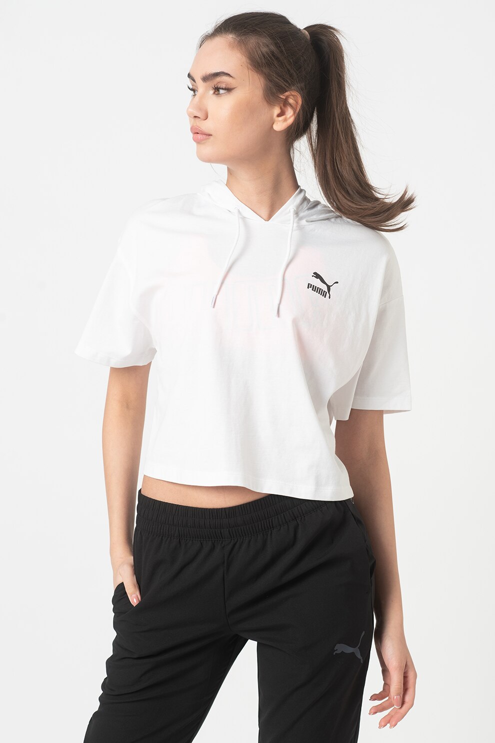 Puma, Hanorac crop Classics, Alb, L