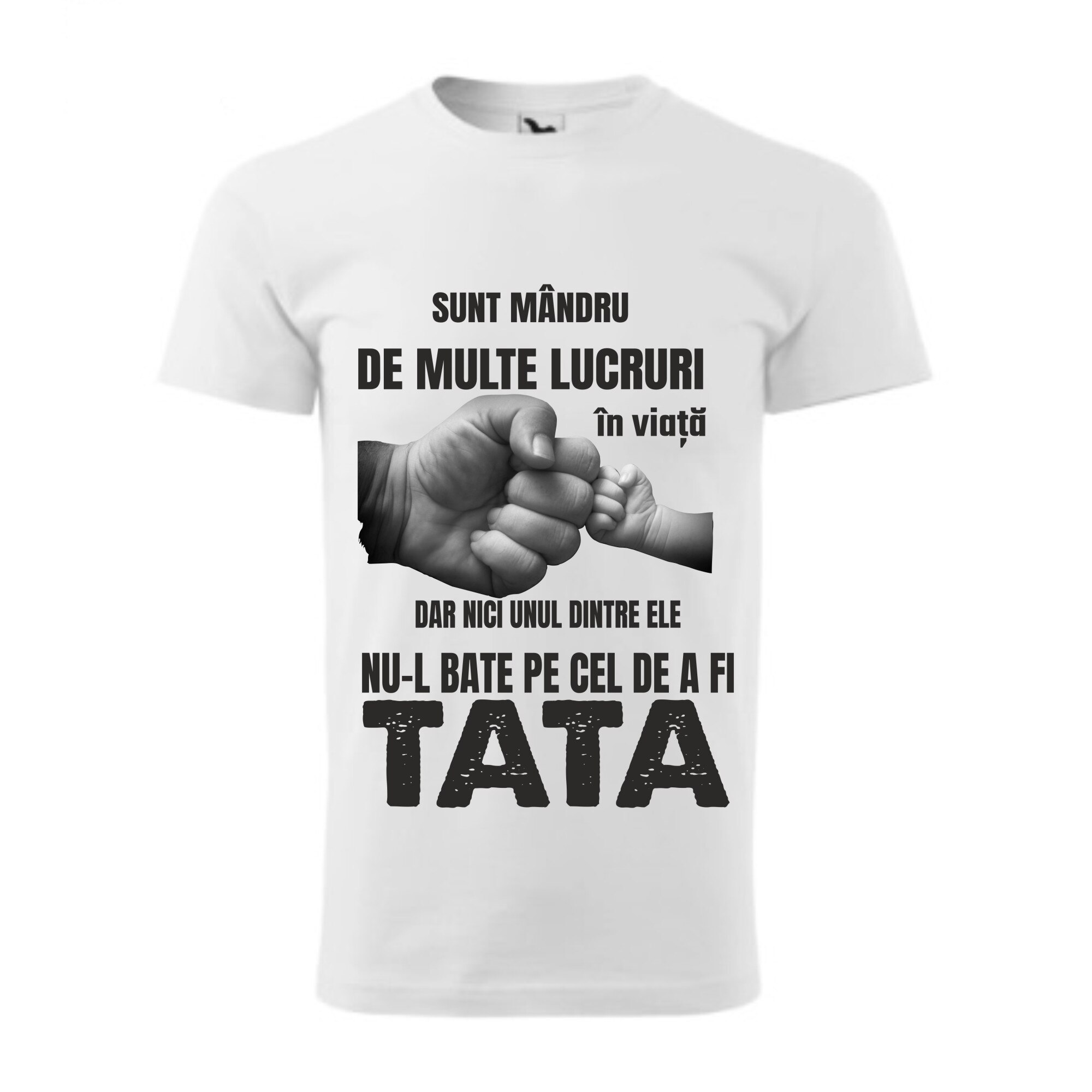 Tricou basic barbati personalizat, Adler, bumbac, alb , L Tata mandru