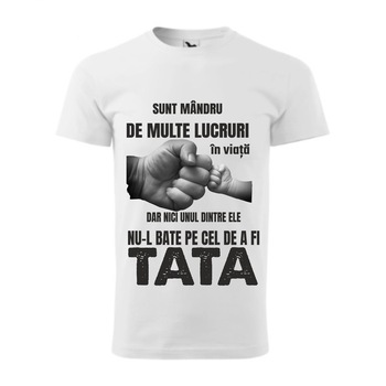 Tricou basic barbati personalizat, Adler, bumbac, alb , XS Tata mandru