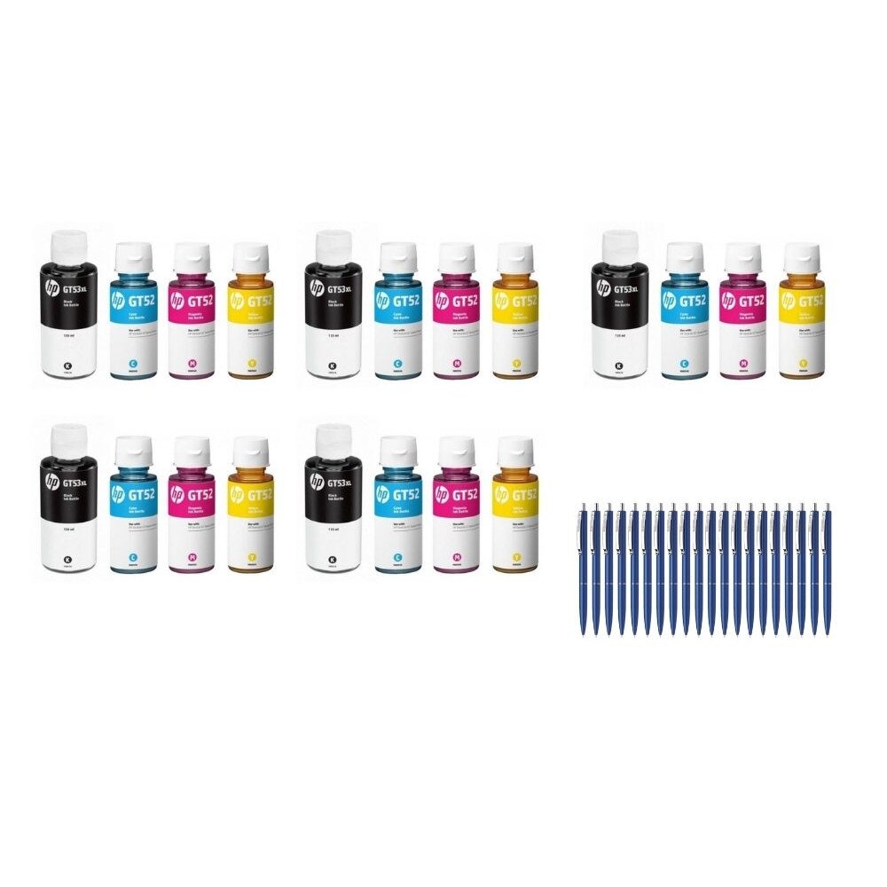 Pachet Cartuse Cerneala Originale HP 5x GT53XL Black, 5x (GT52) Cyan, 5x (GT52) Magenta, 5x (GT52) Yellow, 150000 pagini si 20x Pix Schneider