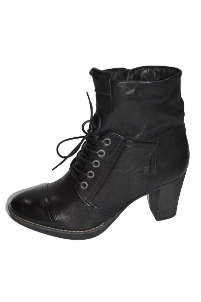 Cizme dama, piele naturala, siret, Modin, Negru