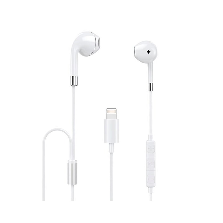 Casti Audio in Ear cu conector Lightning Dudao U1Pro pentru iPhone, MFI (Made for iPhone), Alb