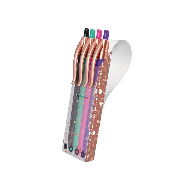 Химикалка Milan P1 Copper, Автоматична, 1.0 mm, Асорти, 4 броя
