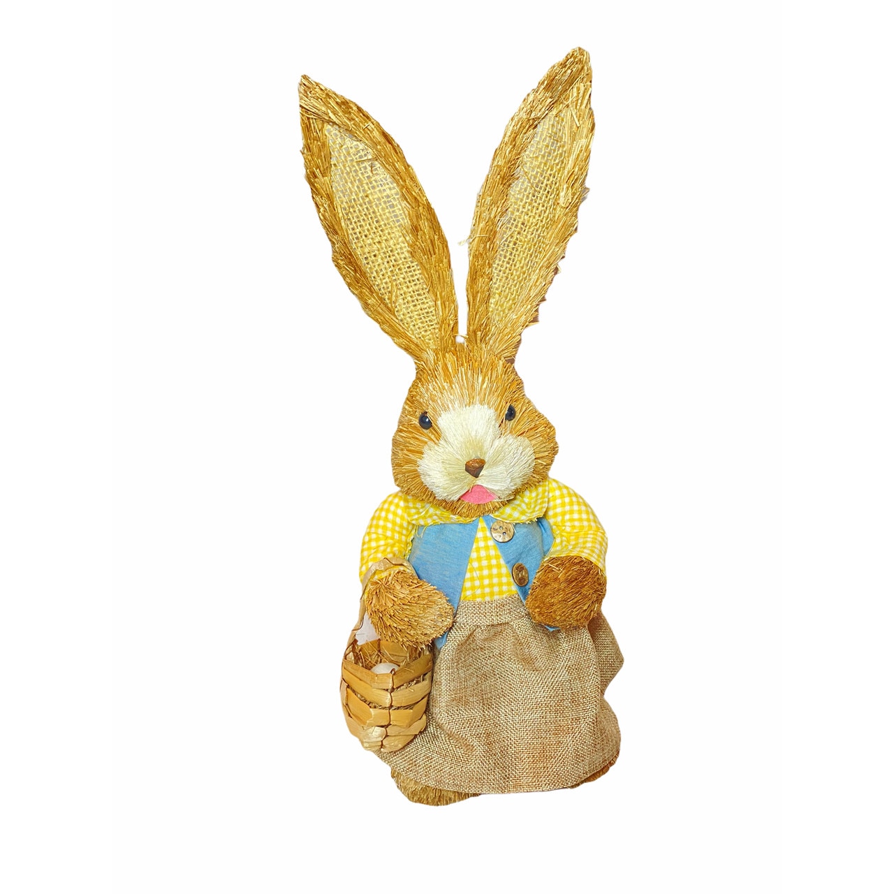 Iepuras decorativ Paste cos cu oua, Atelier, Galben, 48cm