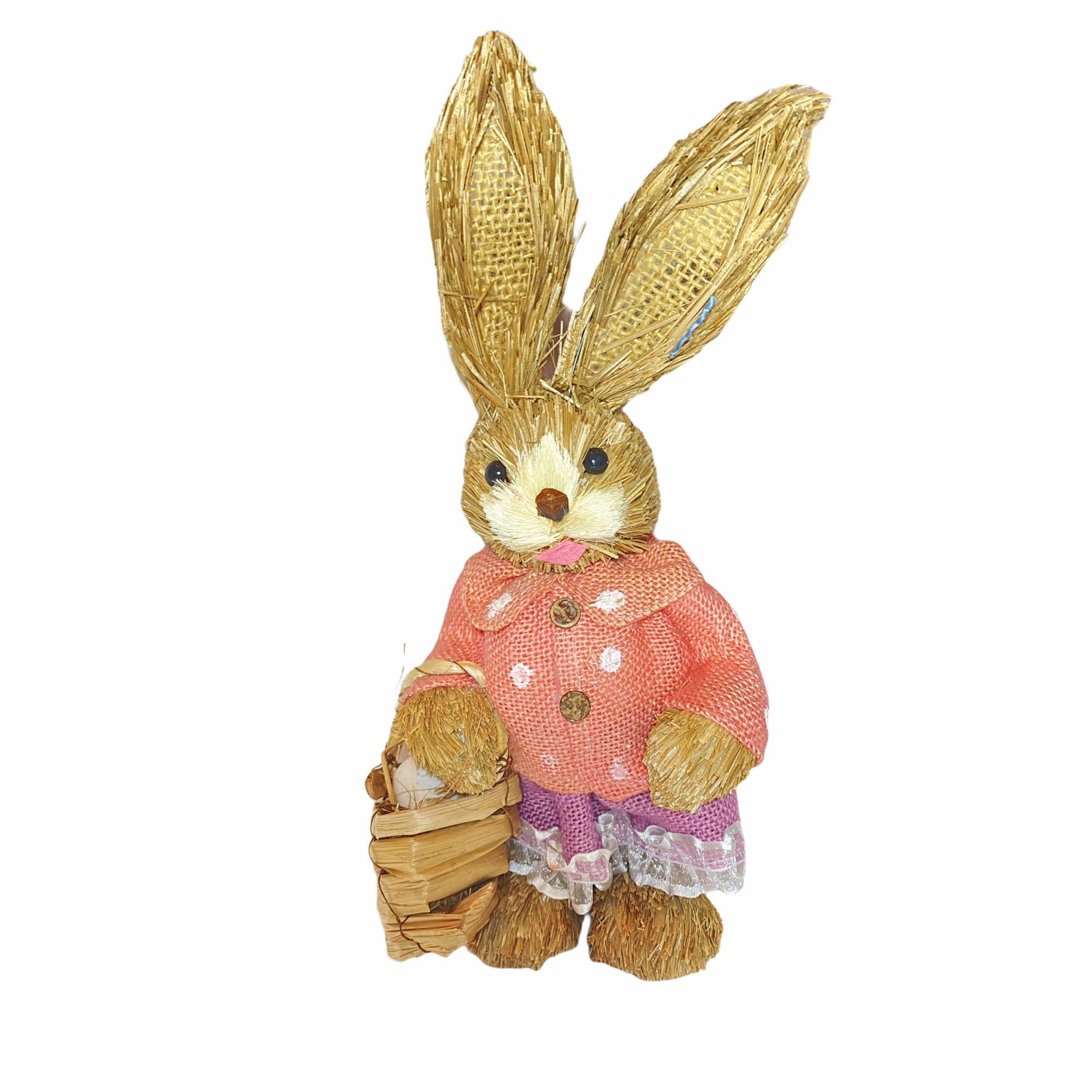 Iepuras decorativ Paste cos cu oua, Atelier, Roz, 35cm