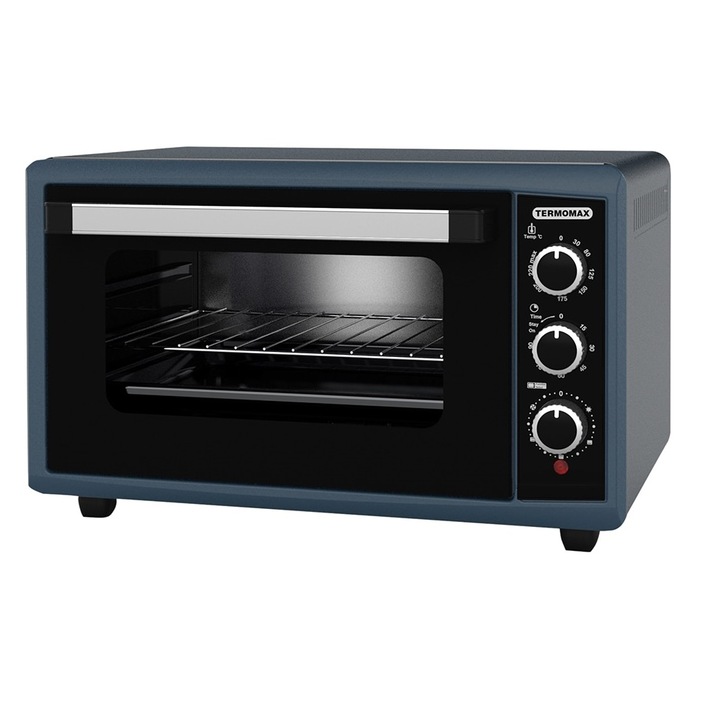 Cuptor electric, Termomax, TO-46-BL, 46L, 1500W, Sticla dubla, Timer, Negru/Albastru