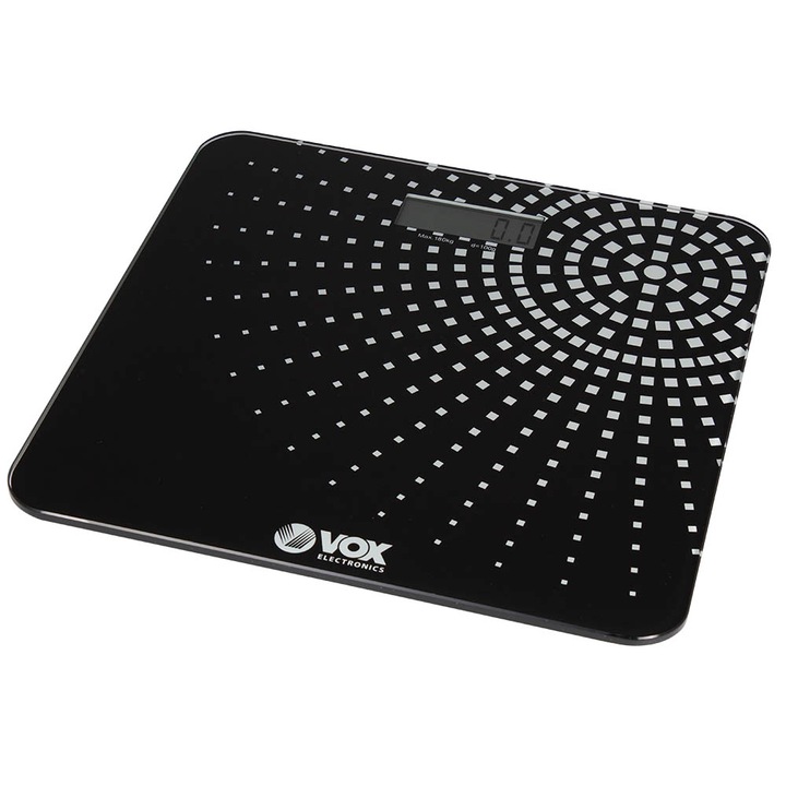 Cantar electronic VOX PW436-01, Sticla securizata, Negru/Alb