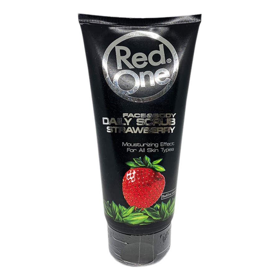 Scrub zilnic hidratant pentru fata si corp cu capsuni, RedOne Face & Body Daily Scrub Strawberry, 170ml.