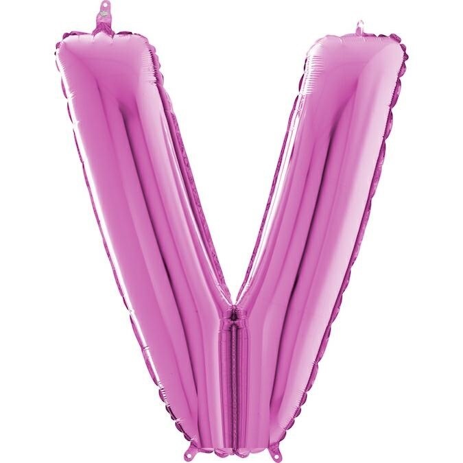 Balon folie litera V Roz 66 cm